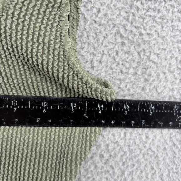NWT Aerie Olive Green One-piece Swimsuit Full Coverage Ribbed Size Small shimmer - Picture 6 of 14
